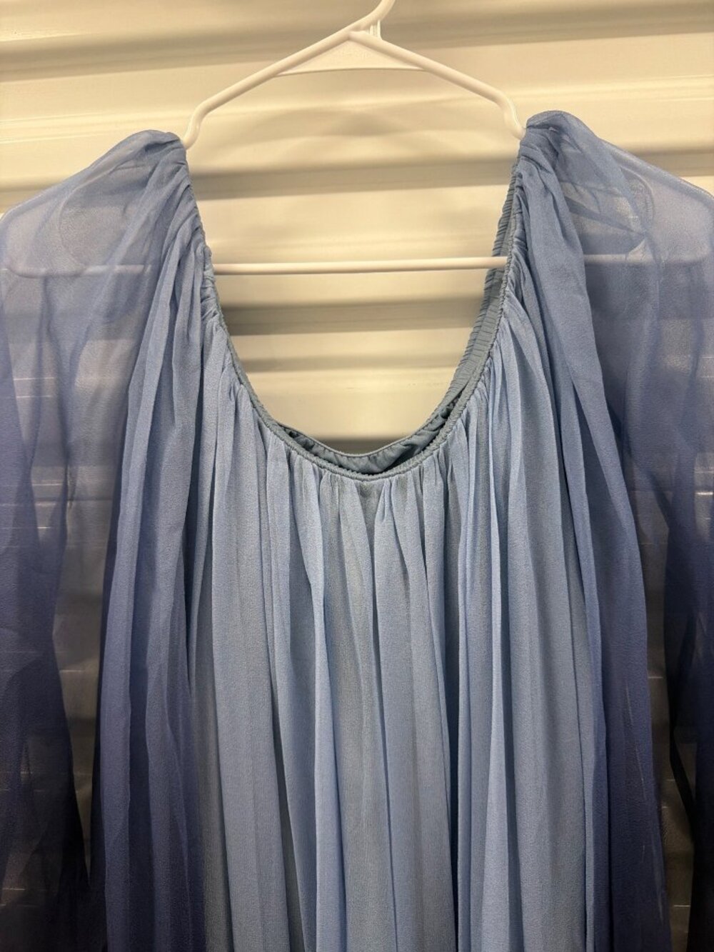 Caroline Constas Corinthia Sheer Off The Shoulder Ombre Maxi Dress Blue Size Sma - Picture 8 of 9